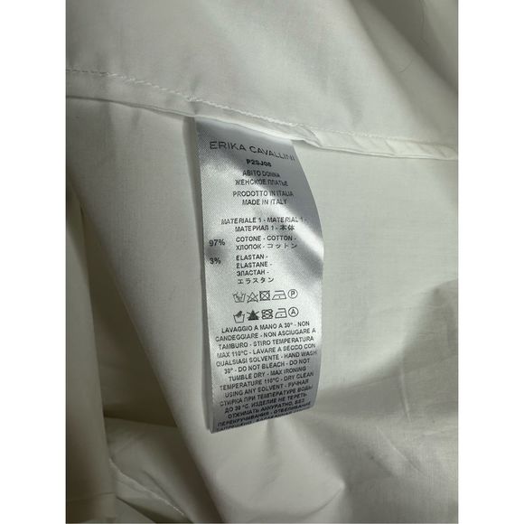 Erika‎ Cavallini Short White Flowy Ling Sleeve Multi Button Dress Tunic Size 2 - Picture 8 of 9